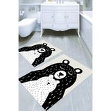 Resmiro Sevimli Ayıcıklar Desenli Kaymaz Taban Yıkanabilir 2'li Desenli Banyo Paspası (50X60 cm - 60X100 Cm) - Renkli