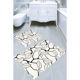 Resmiro Siyah Beyaz Sonbahar Dalları Kaymaz Taban Yıkanabilir 2'li Desenli Banyo Paspası (50X60 cm - 60X100 Cm) - Renkli