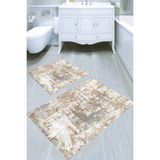 Resmiro Soft Eskitme Desenli Kaymaz Taban Yıkanabilir 2'li Desenli Banyo Paspası (50X60 cm - 60X100 Cm) - Renkli
