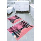 Resmiro Sonbahar Temalı Kaymaz Taban Yıkanabilir 2'li Desenli Banyo Paspası (50X60 cm - 60X100 Cm) - Renkli