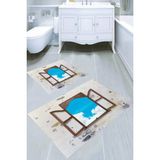 Resmiro Sonsuzluk Penceresi Desenli Kaymaz Taban Yıkanabilir 2'li Desenli Banyo Paspası (50X60 cm - 60X100 Cm) - Renkli