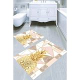 Resmiro Star Tasarım Ananas Desenli Kaymaz Taban Yıkanabilir 2'li Desenli Banyo Paspası (50X60 cm - 60X100 Cm) - Renkli