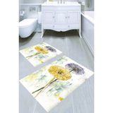 Resmiro Sulu Boya Efektli Polen Desenli Kaymaz Taban Yıkanabilir 2'li Desenli Banyo Paspası (50X60 cm - 60X100 Cm) - Renkli