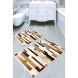 Resmiro Tay Tüyü Görünümlü Kaymaz Taban Yıkanabilir 2'li Desenli Banyo Paspası (50X60 cm - 60X100 Cm) - Renkli