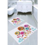 Resmiro Üç Boyutlu Çiçek Desenli 2li Banyo Paspası 50x60 cm 60x100 cm