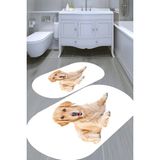 Resmiro Üç Boyutlu Tasarımlı Kaymaz Taban Yıkanabilir 2'li Desenli Banyo Paspası (50X60 cm - 60X100 Cm) - Renkli