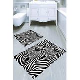 Resmiro Üç Boyutlu Zebra Çizim Kaymaz Taban Yıkanabilir 2'li Desenli Banyo Paspası (50X60 cm - 60X100 Cm) - Renkli