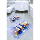 Resmiro Yağlı Boya Gemi Desenli Kaymaz Taban Yıkanabilir 2'li Desenli Banyo Paspası (50X60 cm - 60X100 Cm) - Renkli