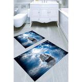 Resmiro Yansıma Gemi Desenli Kaymaz Taban Yıkanabilir 2'li Desenli Banyo Paspası (50X60 cm - 60X100 Cm) - Renkli