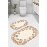Resmiro Yuvarlak Çiçekli Kaymaz Taban Yıkanabilir 2'li Desenli Banyo Paspası (50X60 cm - 60X100 Cm) - Renkli