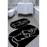 Resmiro Yüz Çizgi Desenli Kaymaz Taban Yıkanabilir 2'li Desenli Banyo Paspası (50X60 cm - 60X100 Cm) - Renkli