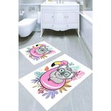 Resmiro Yüzen Koala Desenli Kaymaz Taban Yıkanabilir 2'li Desenli Banyo Paspası (50X60 cm - 60X100 Cm) - Renkli