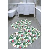 Resmiro Zebra ve Flamingo Desenli Kaymaz Taban Yıkanabilir 2'li Desenli Banyo Paspası (50X60 cm - 60X100 Cm) - Renkli