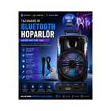 resolut Bluetooth Parti Hoparlör Karaoke RGB Led Mikrofonlu Uzaktan Kumandalı Aux Ses Sistemi