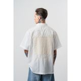 Respire Erkek Elementals Nakışlı Oversize Gömlek Ekru - XL