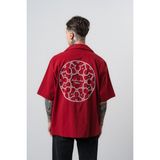 Respire Erkek Itsbyzey Nakışlı Oversize Gömlek Bordo - XL