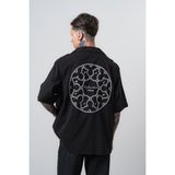 Respire Erkek Itsbyzey Nakışlı Oversize Gömlek Siyah - XL