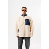 Respire Erkek Zip Oversize Teddy Ceket Ekru - M