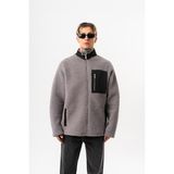Respire Erkek Zip Oversize Teddy Ceket Gri - M