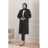 Respiro Büyük Beden Mevsimlik Rahat Kesim Uzun Hırka Dökümlü Anne Beden Kadın Hırka - Siyah - 38 - 40