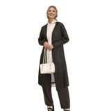 Respiro Sade Siyah Uzun Kadın Hırkası, Büyük Bedenli, İnce Örme Tesettür Hırka (siyah, 42/44)