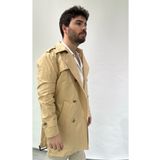RESSHO Bej Erkek Trençkot-Astarlı,Premium kalite su geçirmez özellikli gabardin