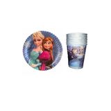 REST Parti - 8 Adet Frozen Elsa Baskılı Tabak Bardak Set ( 16 Parça ) Karlar Ülkesi Doğum Günü Seti