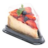 Restaurantware 5,5 x 4,1 x 3 İnç Pasta Dilimi Konteynerleri, 100 Tek Kullanımlık Bireysel Pasta Dilimi Kabı - Şeffaf Kapaklı, Üçgen, Siyah Plastik Pasta Dilim Kutuları, Hamur İşleri veya