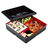 Restaurantware Bento Tek Kare Siyah & Kırmızı Japon Tarzı Bento Kutu - 5 Bölmeli - 8 1/4 "x 8 1/4" x 2 1/4" - 1 sayım kutusu