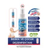 Resteril Bebek Dezenfektan Sprey Alkolsüz Bebek Dezenfektanı Seyahat Boy 100ml x3 Saf Hipokloröz Asit Sprey Okul Hijyen Spreyi Baby Kids