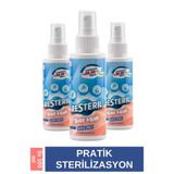 Resteril Bebek Dezenfektan Sprey Alkolsüz Bebek Dezenfektanı Seyahat Boy 100ml x3 Saf Hipokloröz Okul Hijyen Spreyi Baby Kids