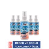 Resteril Bebek Dezenfektan Sprey Alkolsüz Bebek Dezenfektanı Seyahat Boy 100ml x5 Saf Hipokloröz Okul Hijyen Spreyi Baby Kids