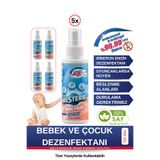 Resteril Bebek Dezenfektan Spreyi Alkolsüz Bebek Dezenfektanı Seyahat Boy 100ml x5 Saf Hipokloröz Okul Hijyen Spreyi Baby Kids