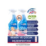 Resteril Bebek Yüzey Temizleyici Durulanmayan Çok Amaçlı Dezenfektan Sprey Mama Sandalyesi Oyun Matı Oyuncak Hijyen Spreyi Baby Kids 750ml x2