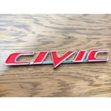 Restinal Civic Fd6 Kırmızı Bagaj Amblem 3D Metal Yazı Logo Honda Civic Uyumlu Arka Kapak Için 3m Bantlı Spor - 1 adet