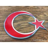 Restinal Türk Bayrağı Ay Yıldız Krom Arma Logo Yapıştırma Sticker Oto Kaput Panjur Kırmızı Abs - 1 adet