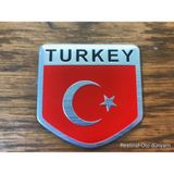 Restinal Turkey Türk Bayrağı Metal Arma Oto Bagaj Kaput Çamurluk Logo Krom Kırmızı Sticker Aksesuar - 1 adet