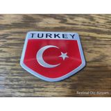Restinal Türkiye Bayraklı Pleksi Rozet Oto Bagaj Kapı Amblem 3m Bantlı Krom Kaplama Arma Logo Türk Bayrağı - 1 adet
