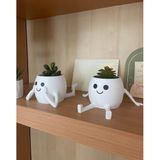 Resting Pot - Mini Succulent Planter relax ve happy pot Mini Sukulent ve Kaktüs Saksısı - Sevimli Masaüstü Dekoratif Saksı - Modern Ev ve Ofis Hediyesi 3'lü takım çiçek dahil değildir BEYAZ