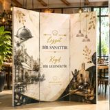 Restoran Temalı Dekoratif Paravan – Şık Ve Modern Mekân Bölücü Tek Taraf Baskılı Arka Düz Kumaş 5 Kanat Yükseklik 180 X Genişlik 200