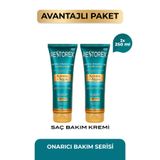 Restorex Keratin & Argan Onarıcı Saç Bakım Kremi 2 x 250 ml – Anında Onarım