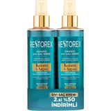 Restorex Keratin ve Argan Sıvı Saç Bakım Kremi 200 ml + 200 ml - 1