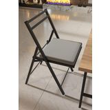 Retodesign 2 Adet Katlanır Siyah Metal Sandalye Minderli Bistro Sandalye 20242S