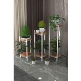 Retodesign 3 Lü Metal Yuvarlak Beyaz Çiçeklik Seti . Saksılık . 1490