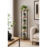 Retodesign 5 KAT YUVARLAK ÇAM ÇİÇEK RAFI, SALON KÖŞE RAFI, 5405A