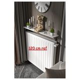 Retodesign Montajsız Beyaz Petek Üstü Metal Raf, Kalorifer Peteği Raf Dresuar Uçan Raf 120 Cm 100120 Beyaz
