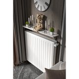Retodesign Montajsız Beyaz Petek Üstü Metal Raf, Kalorifer Peteği Raf Dresuar Uçan Raf 80 Cm 10080