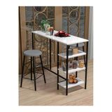 Retodesign RETODESİGN BEYAZ RAFLI YUVARLAK TABURELİ BAR TAKIMI 4651A