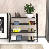 RetoDesign Retohome Metal 4 Katlı Ayakkabılık ve Çok Amaçlı Raf 2321 - Siyah