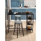 Retodesign Siyah Metal Raflı Yuvarlak Tabureli Bar Takımı 4651S Modern Tasarım 90 cm Yükseklik